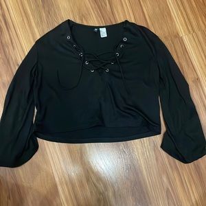 Lace up top with flowy sleeves